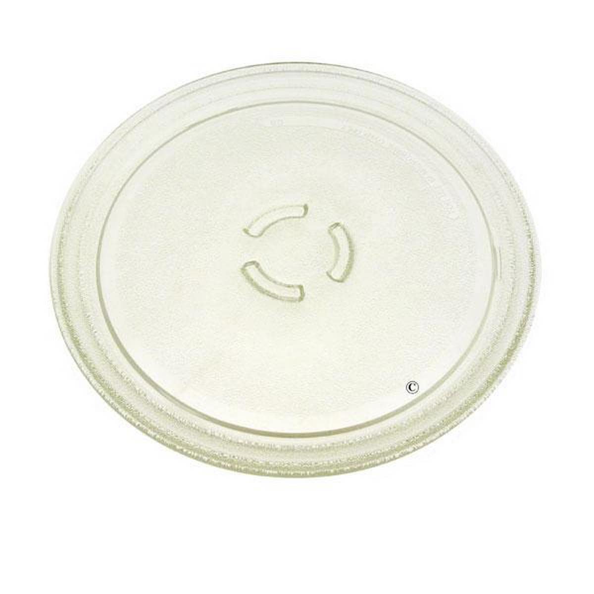 Plaque tournante ronde en verre jaune de 28 cm posée sur un plan de travail de cuisine.
