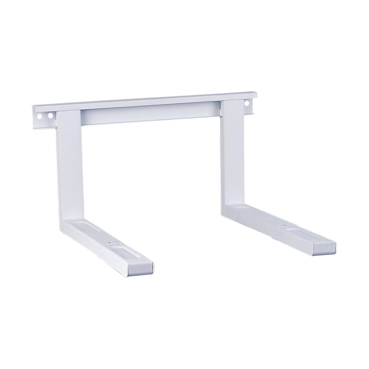 Support mural blanc PureMounts réglable, installé sous un micro-ondes dans une cuisine claire