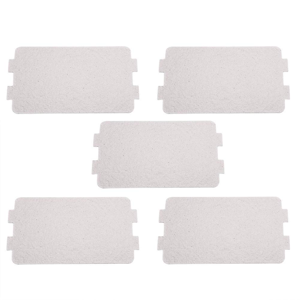 Lot de cinq plaques rondes de mica argenté pour remplacer la protection d’un micro-ondes.