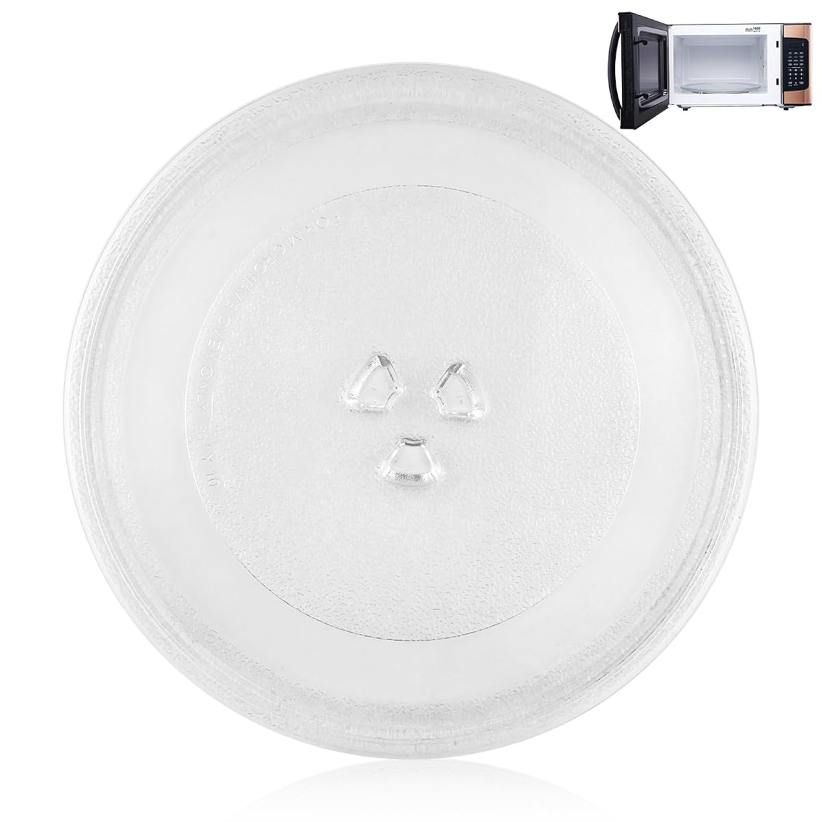 Plateau tournant rond en verre WinGluge de 24,5 cm avec trois points de fixation type Y