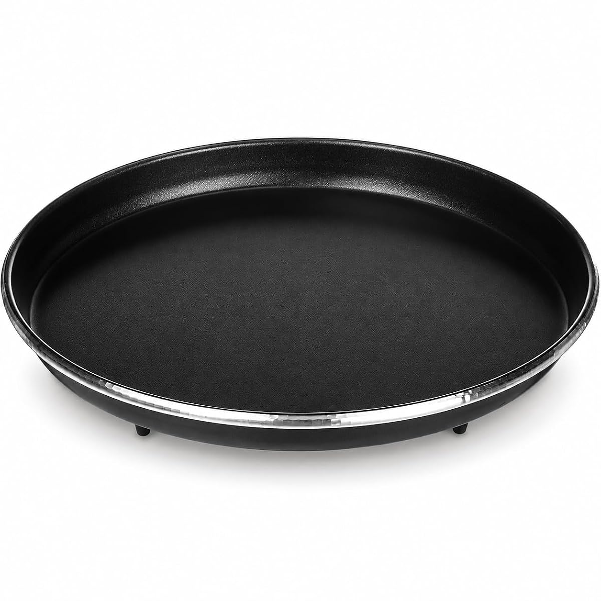 Plat Crisp Whirlpool AVM250 noir à revêtement antiadhésif posé sur un plan de travail en bois clair