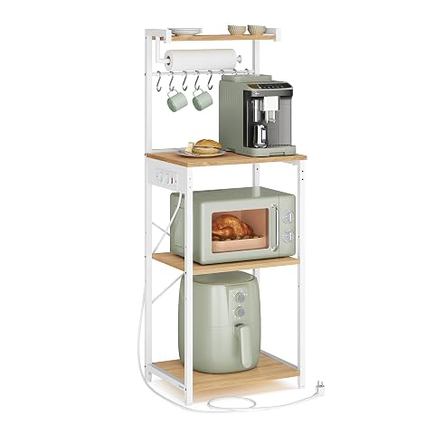 Étagère de cuisine Vasagle avec micro-ondes, machine à café et accessoires sur quatre niveaux