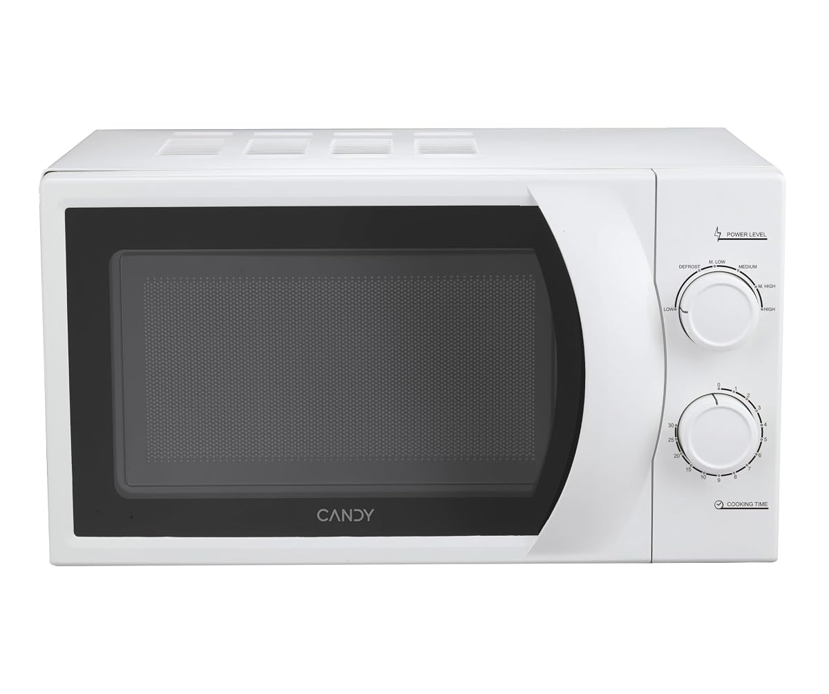 Micro-ondes solo blanc Candy à poser, avec commandes simples et plateau tournant pour les usages quotidiens
