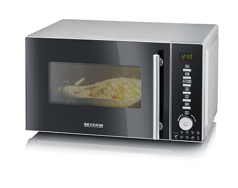 Four à micro-ondes combiné noir et inox avec deux grilles et plateau tournant