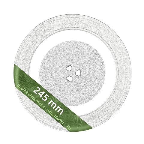 Plateau tournant rond en verre transparent de 245 mm posé sur un plan de travail de cuisine