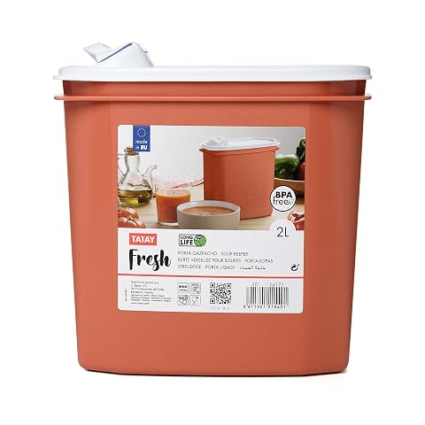 Boîte à soupe Tatay Fresh orange de 2 L avec couvercle et bec verseur intégré