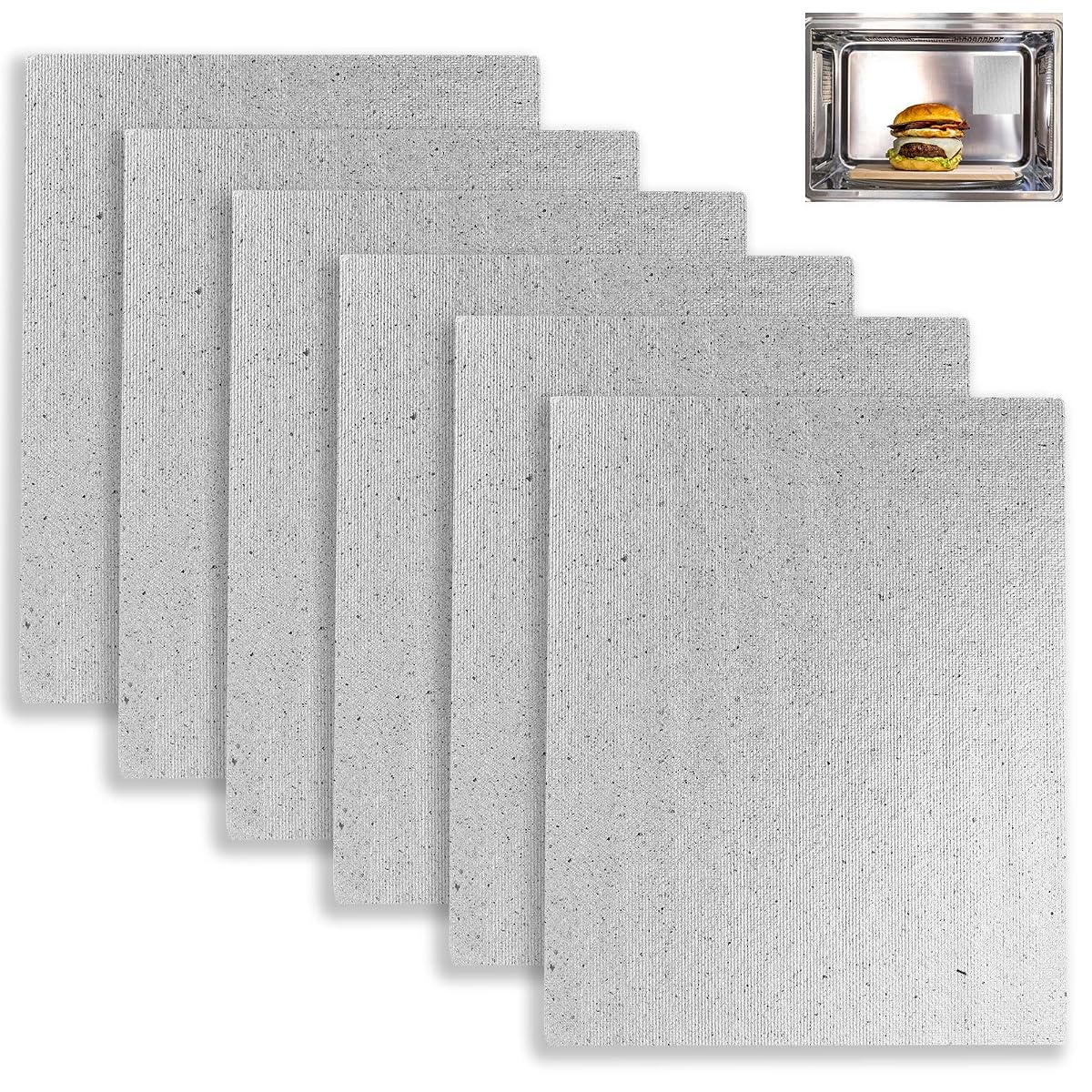 Six plaques mica crème de 15 x 12 cm, une feuille à plat devant une pile de cinq.