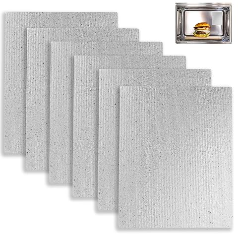 Six plaques mica crème de 15 x 12 cm, une feuille à plat devant une pile de cinq.